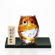 青森県伝統工芸品 津軽びいどろ 子ふくろう アンバー | アスパム物産