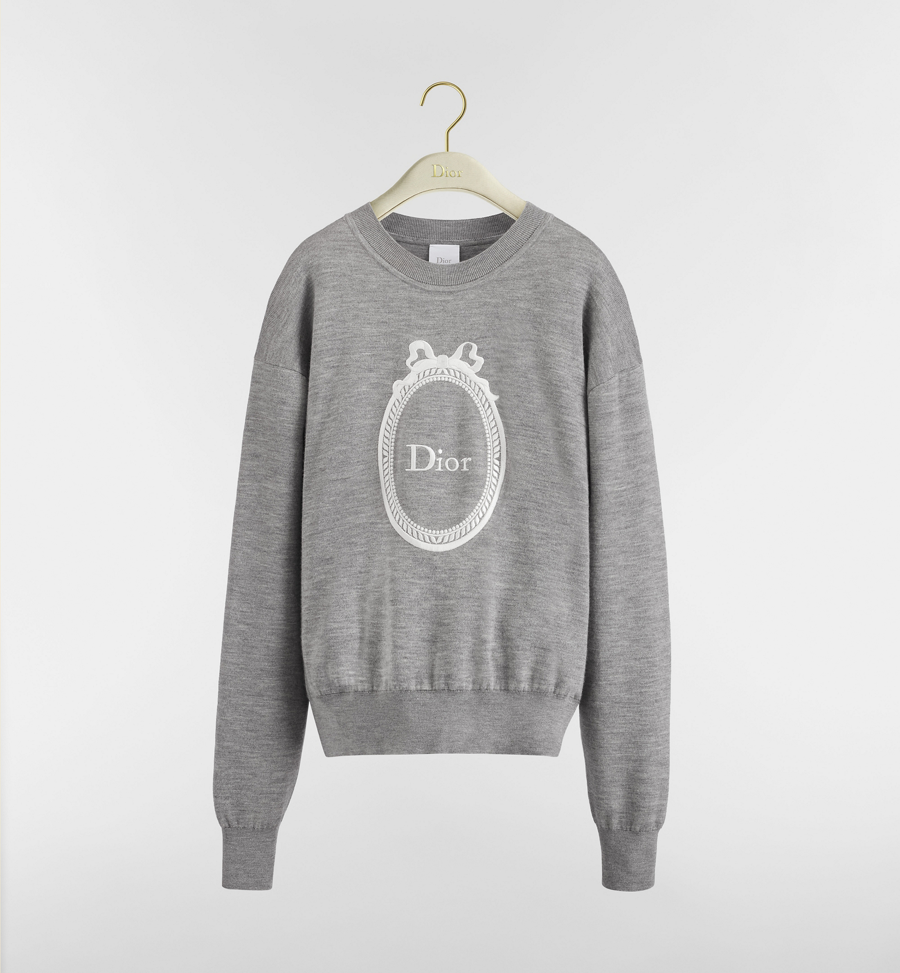 Dior Médaillon Embroidered Sweater Gray Wool-Blend Knit | DIOR