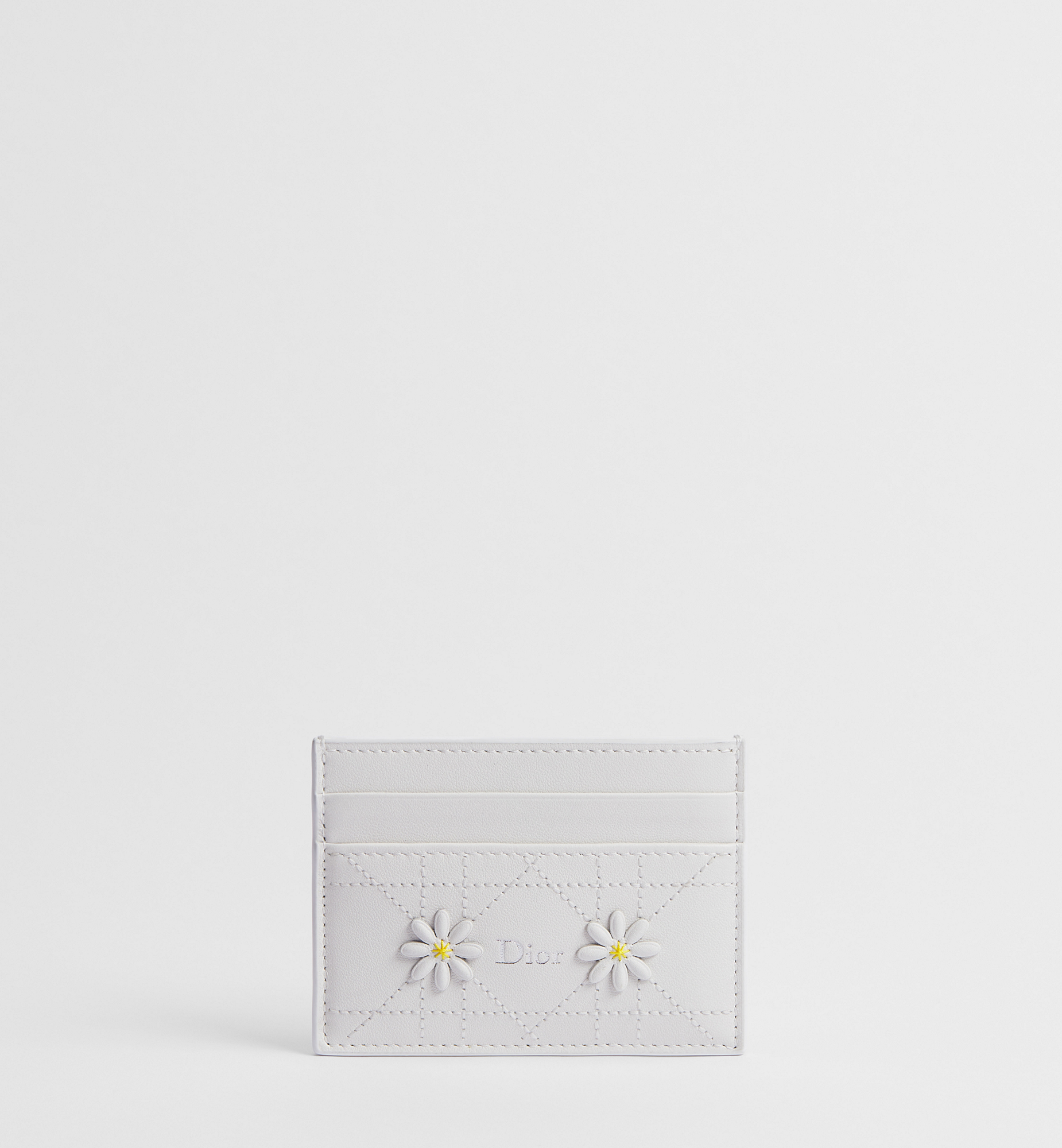 Dior Jardin Freesia Card Holder White Dior Daisy Embroidered