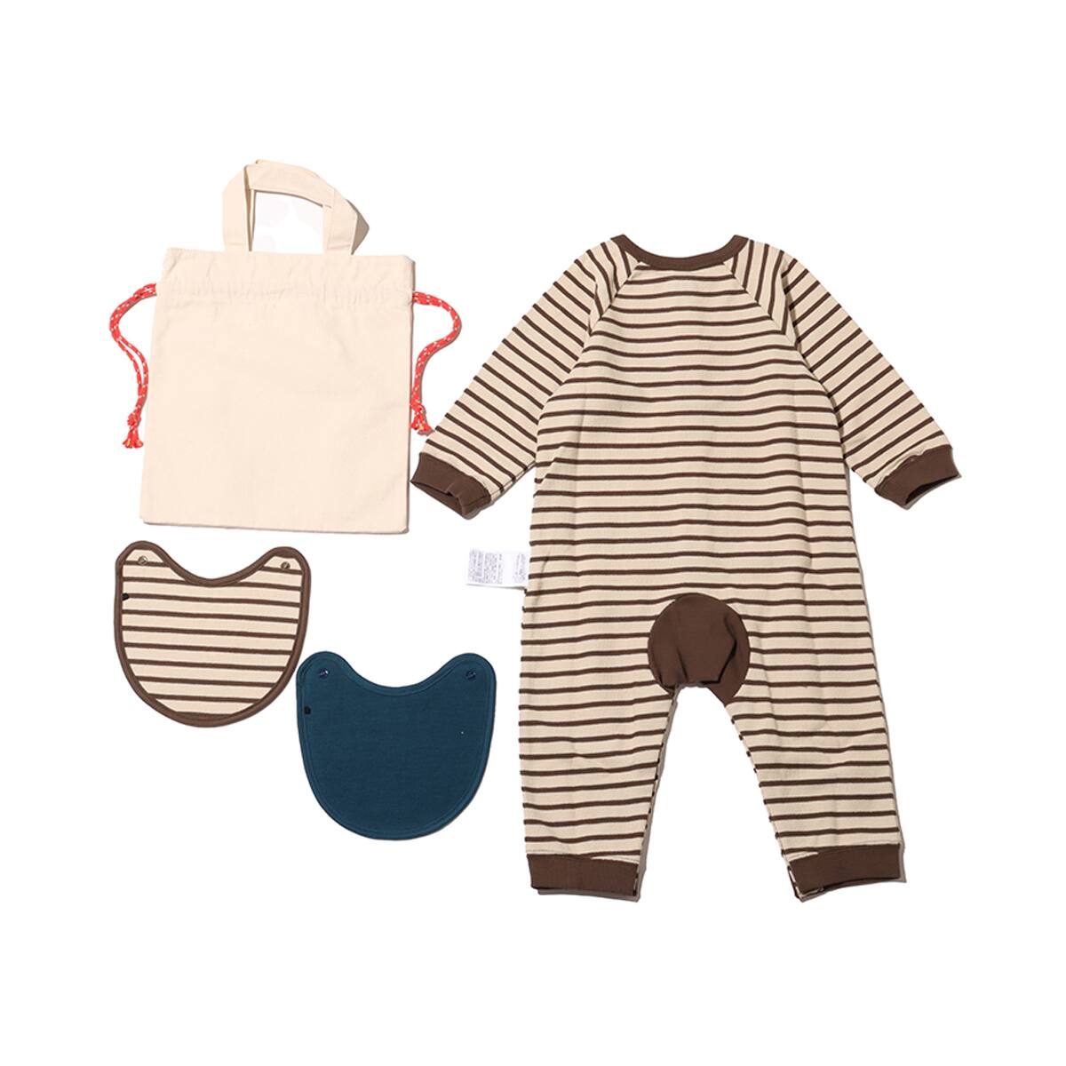 THE NORTH FACE Baby L/S Rompers & 2P Bib ブラウン×グラベル （ザ