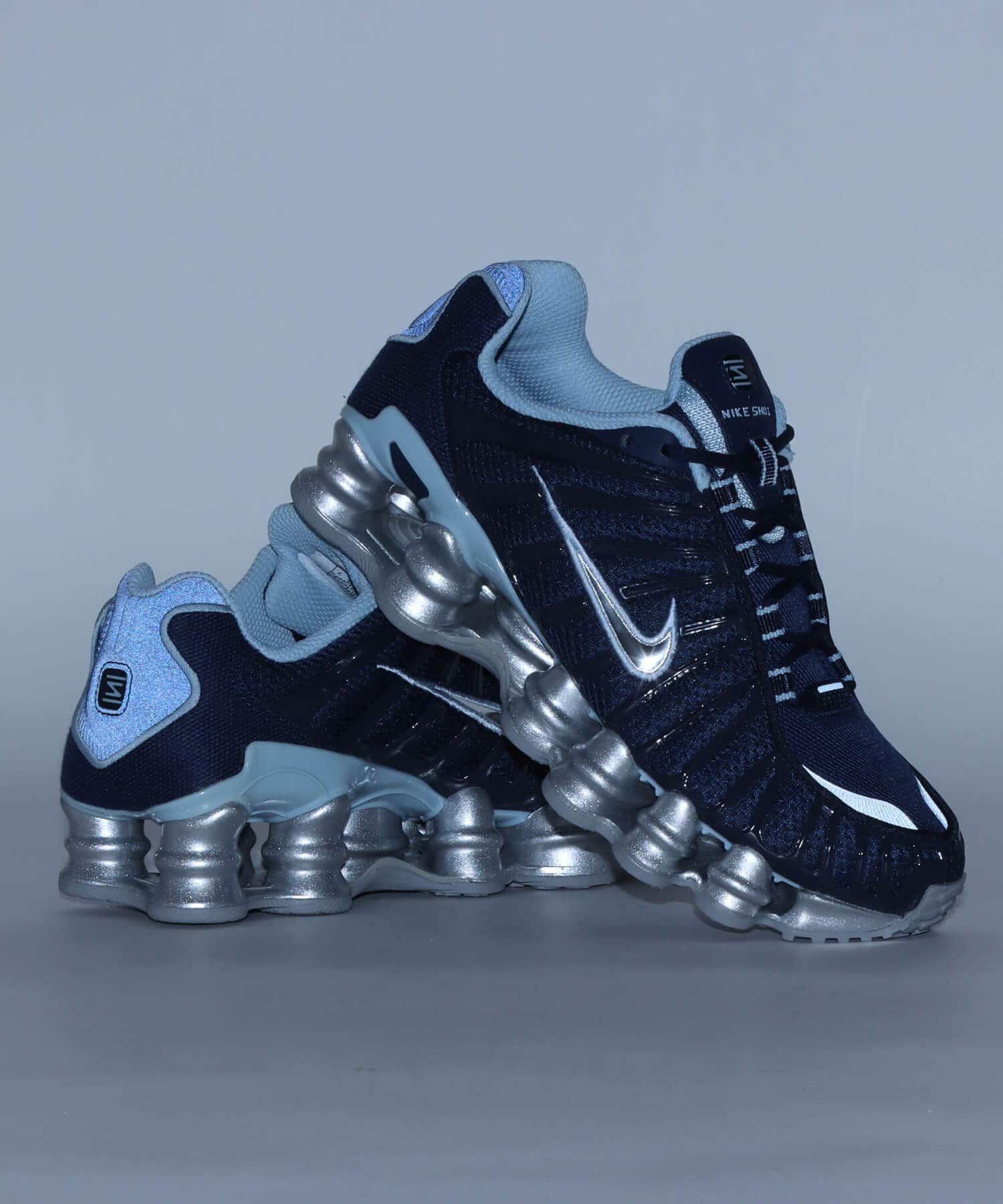 NIKE W SHOX TL OBSIDIAN/MTLC PLATINUM-LT ARMORY BLUE（ナイキ