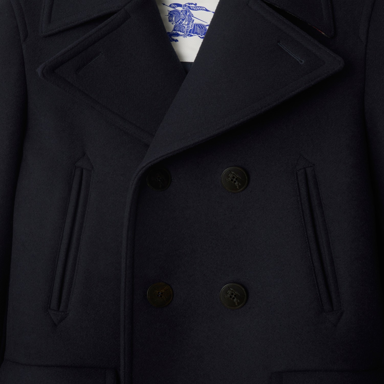 ウール ピーコート (ネイビー) - メンズ, ウール | Burberry®公式サイト