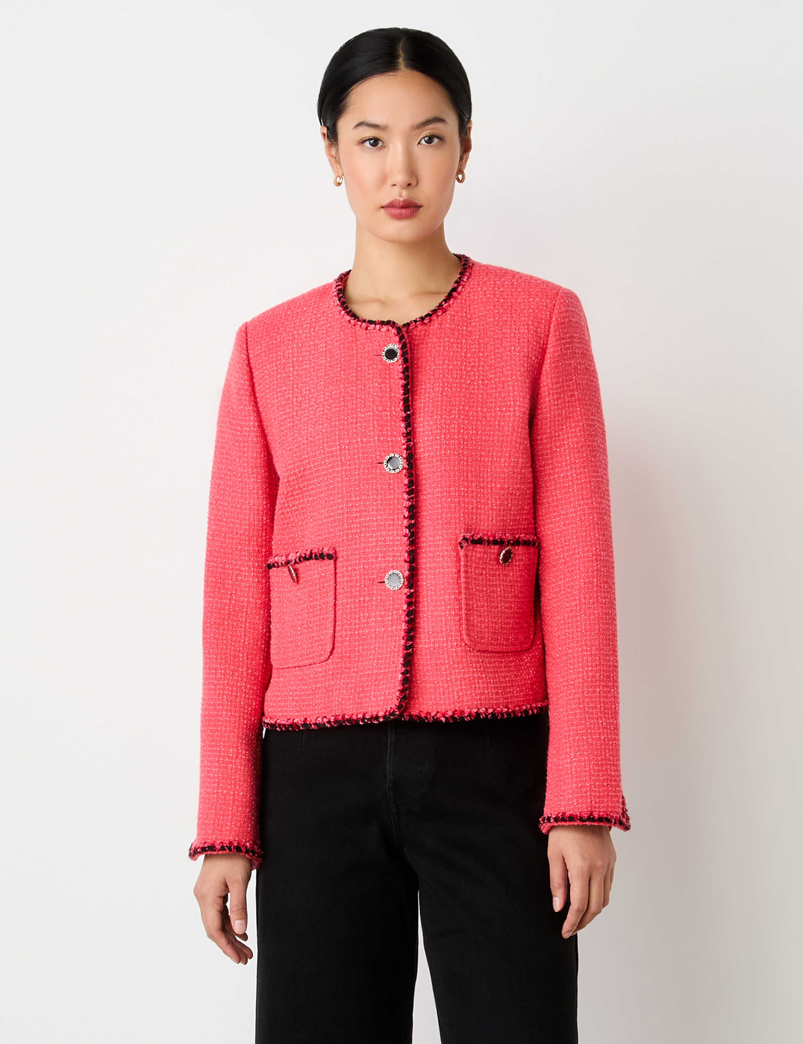Tweed Collarless Short Jacket | Finery London | M&S