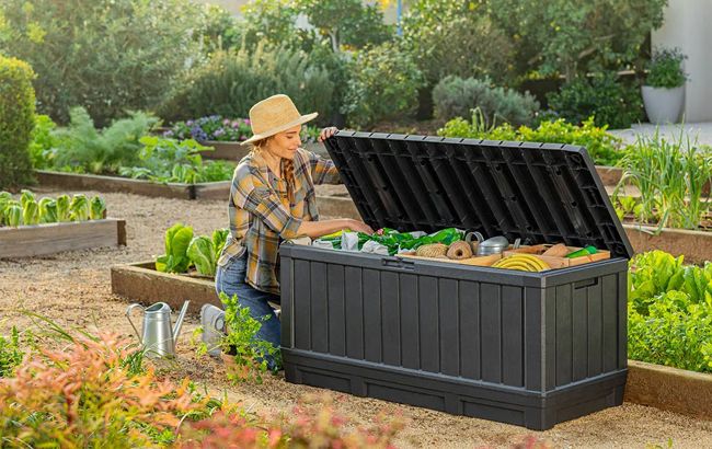 92 Gallon Deck Box Kentwood Storage Box Gray - Keter US