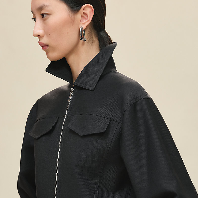 Zipped denim jacket - Black | Hermès USA