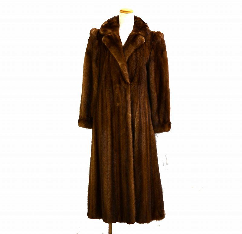 毛皮 ミンク コート ロング ブラウン ファー mink 貂皮 リアルファー