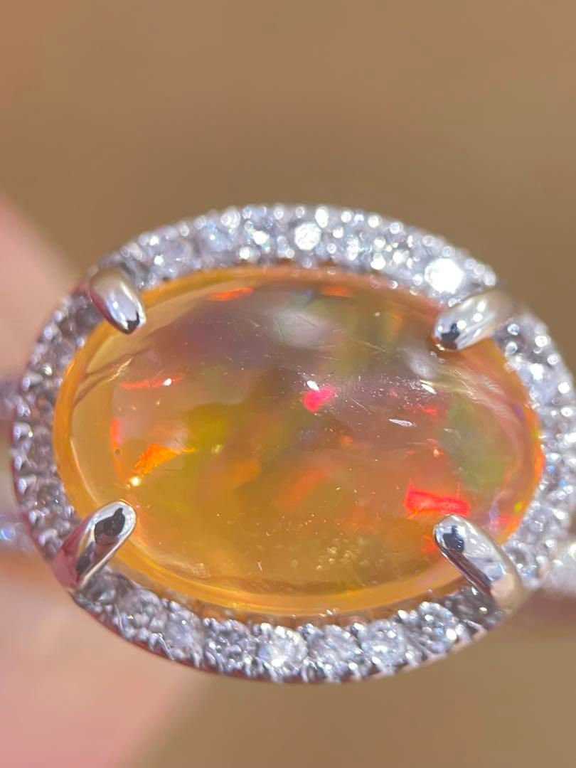 夏向け！メキシコオパール24kgpマーメイドテールリング 夏向け