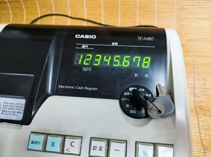 カシオレジスター TE-M80 中古品 人気機種感熱紙 送料無料 801000