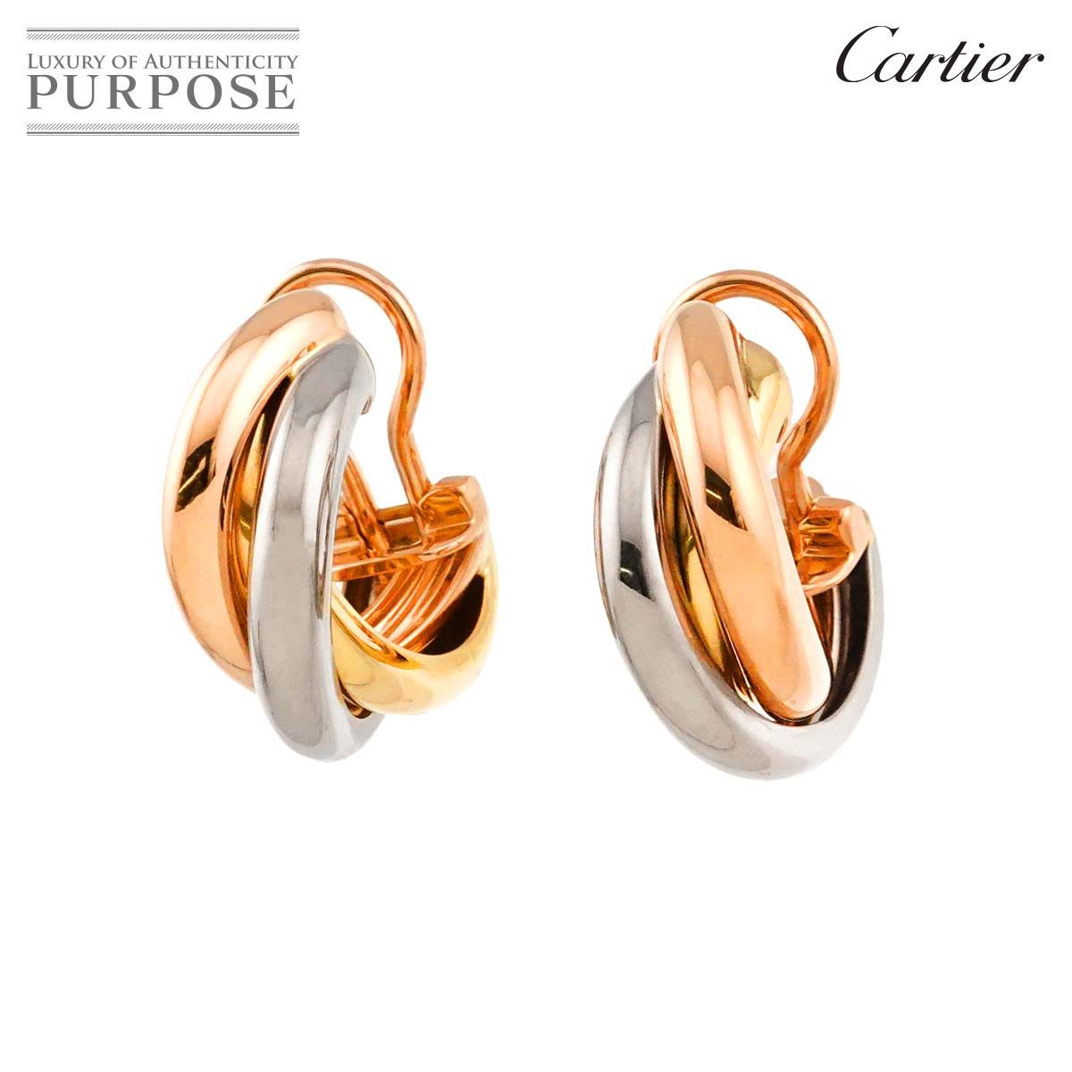カルティエ Cartier トリニティ ピアス スリーゴールド K18 YG WG PG