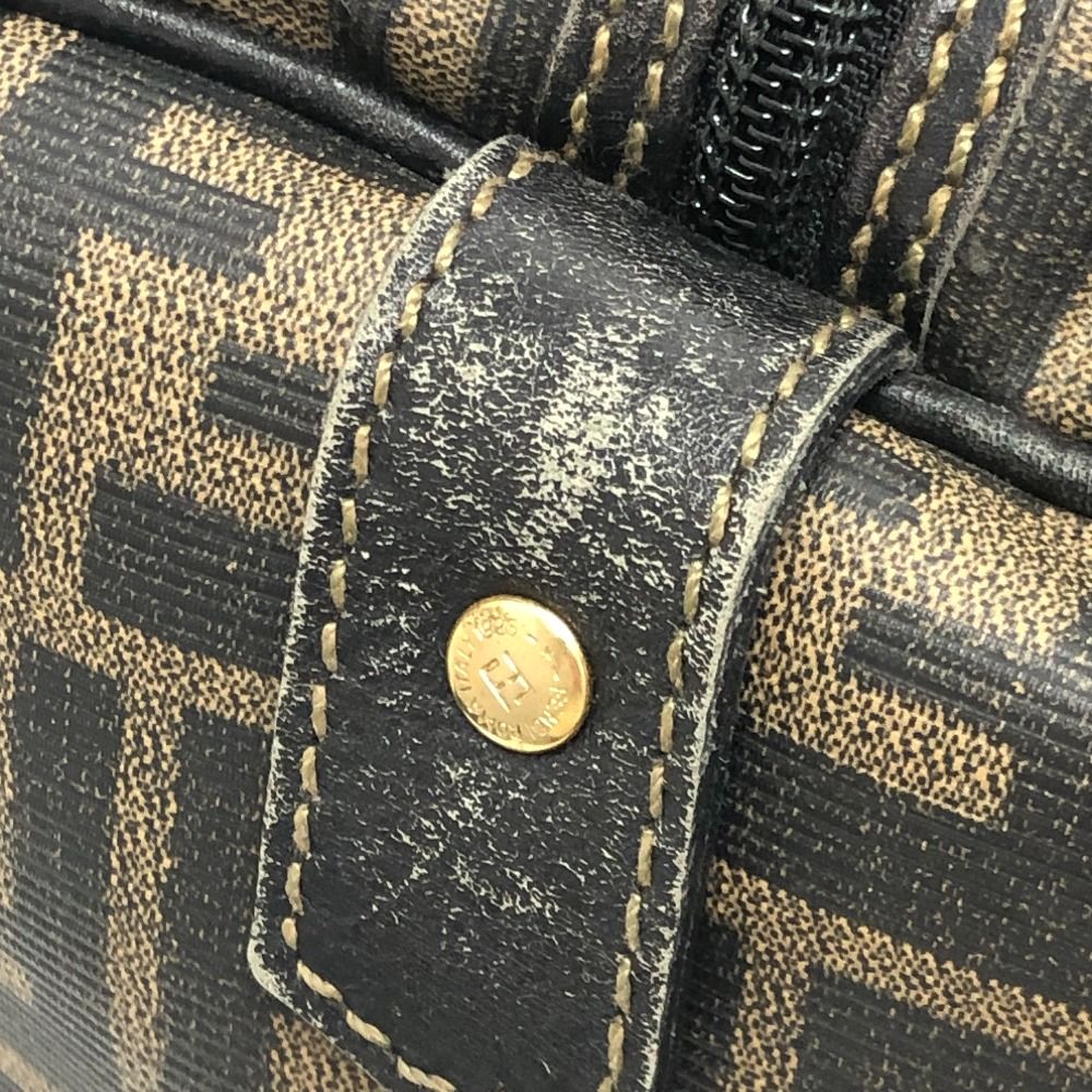 FENDI フェンディ ボストンバッグ ズッカ柄 PVC/レザー ブラウン