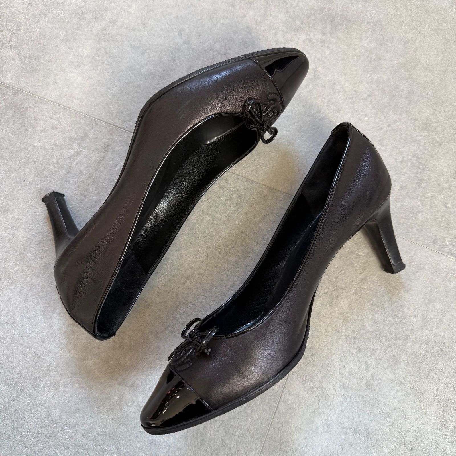 美品 CHANEL ハイヒールパンプス ココマーク リボン付き 37 1/2 楽天