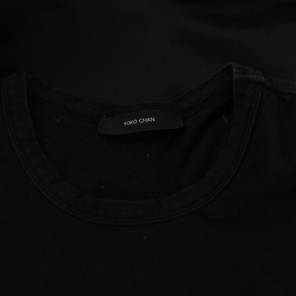 ヨーコチャン YOKO CHAN カットソー 半袖 切替 フレア 38 黒 ブラック