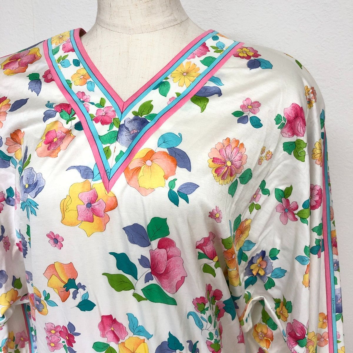 値下げ交渉歓迎] LEONARD レオナール 綿100% 総柄 花柄 カットソー M