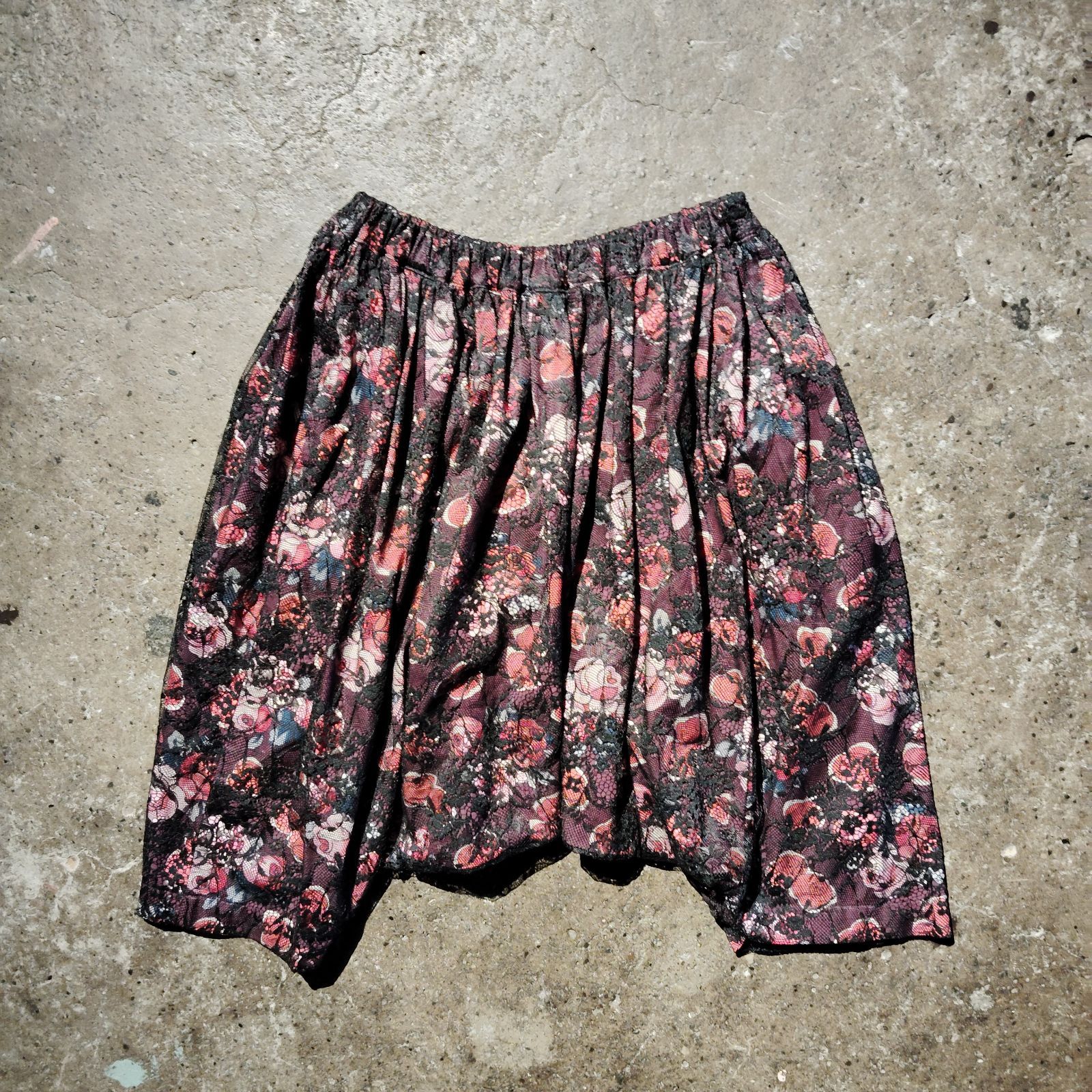 tricot COMME des GARCONS 16aw レースレイヤードサルエルパンツ 花柄