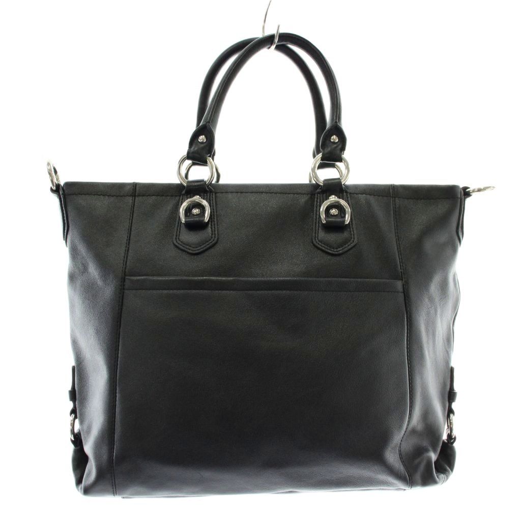 コーチ COACH ハンドバッグ トート レザー ロゴ シルバー金具 黒