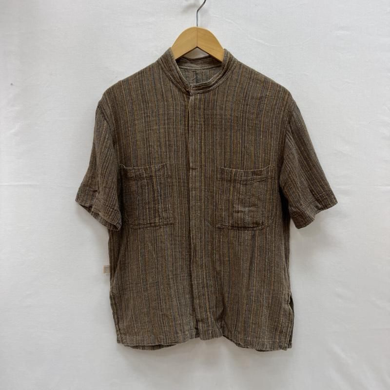 ウサト うさとの服 手織り 天然草木染め バンドカラー シャツ