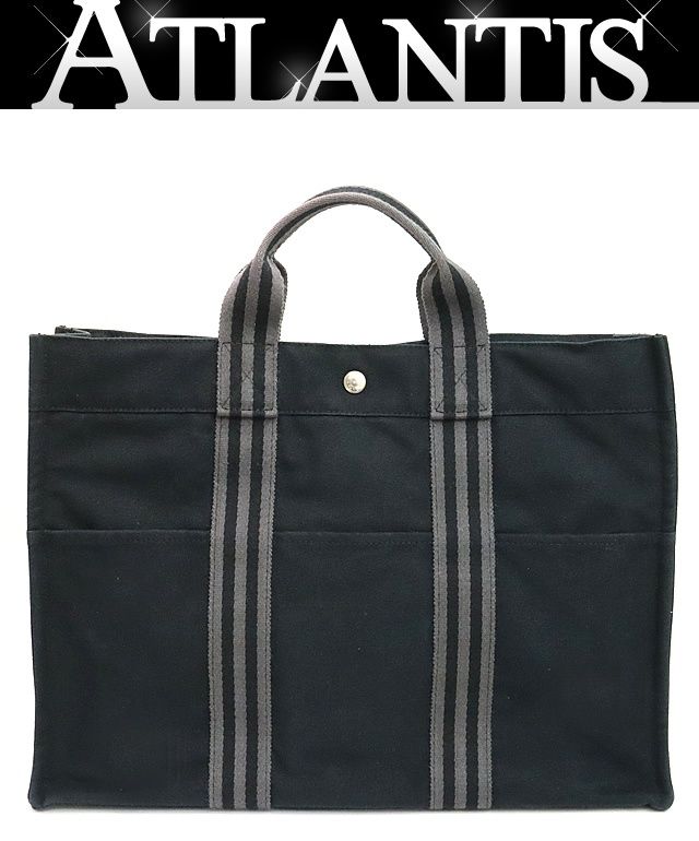 広尾店】エルメス HERMES フールトゥMM トートバッグ キャンバス 黒