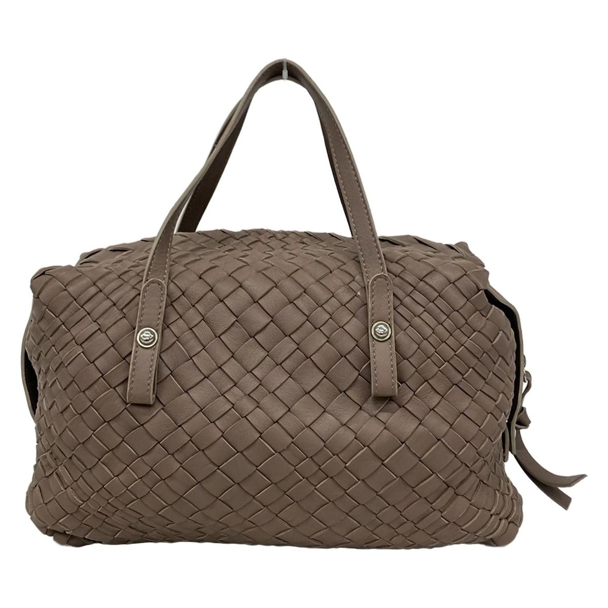 FALORNI(ファロルニ) ハンドバッグ - ピンクベージュ 編込み レザー