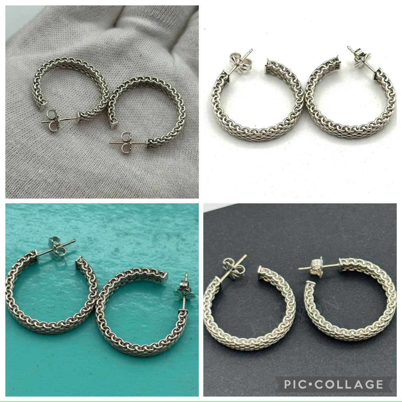 希少】ティファニー サマセット メッシュ フープ ピアス 2-102-27