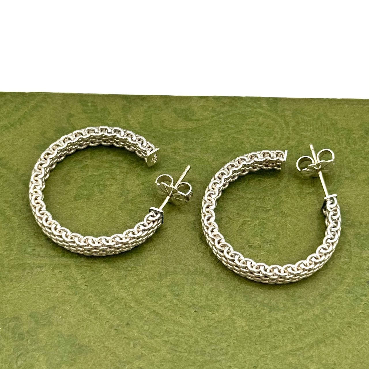 希少】ティファニー サマセット メッシュ フープ ピアス 2-102-27