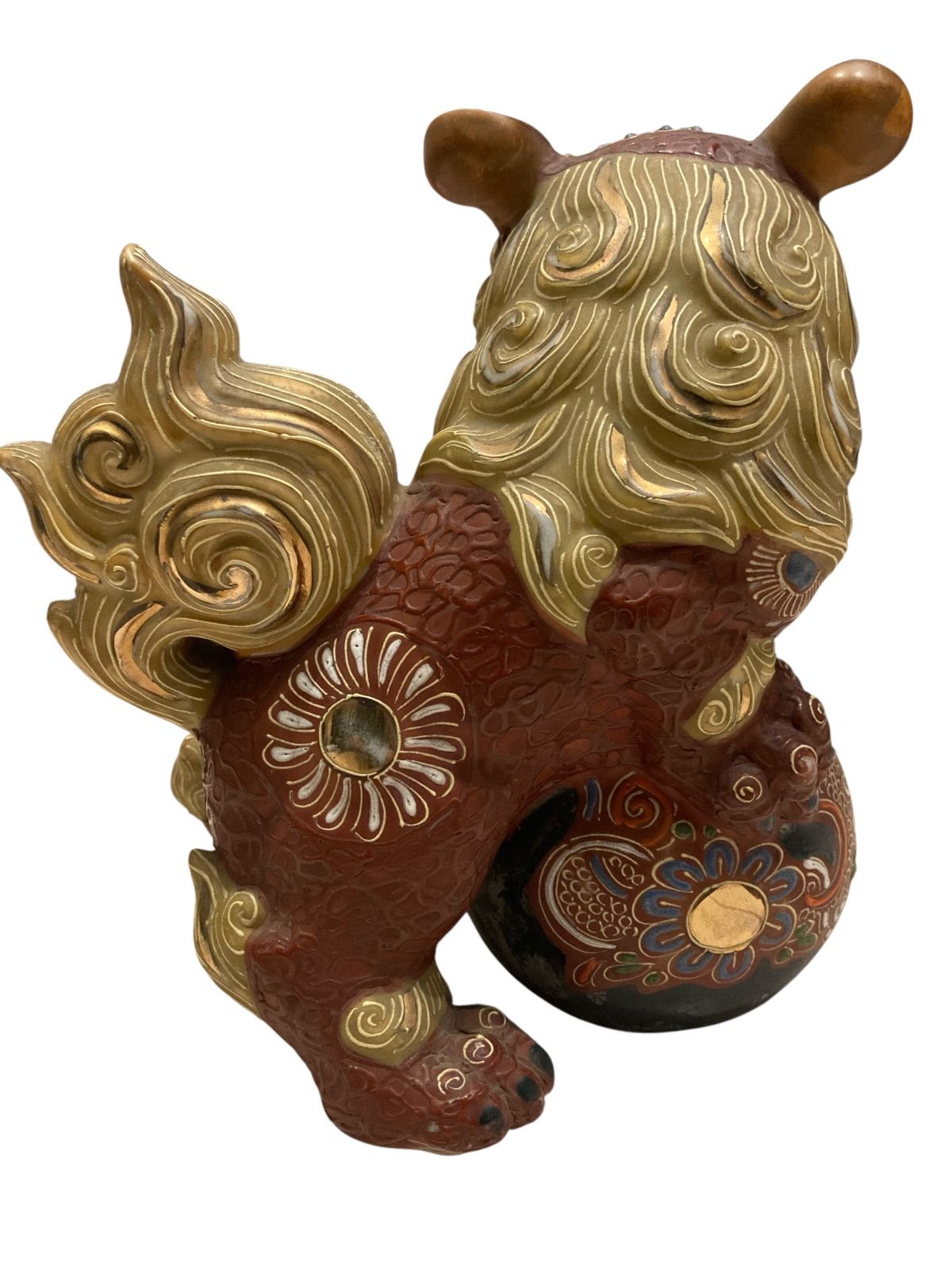 九谷焼 伝統工芸 玉乗り獅子 陶器製置物 獅子 日本 置物 玉乗り獅子 上