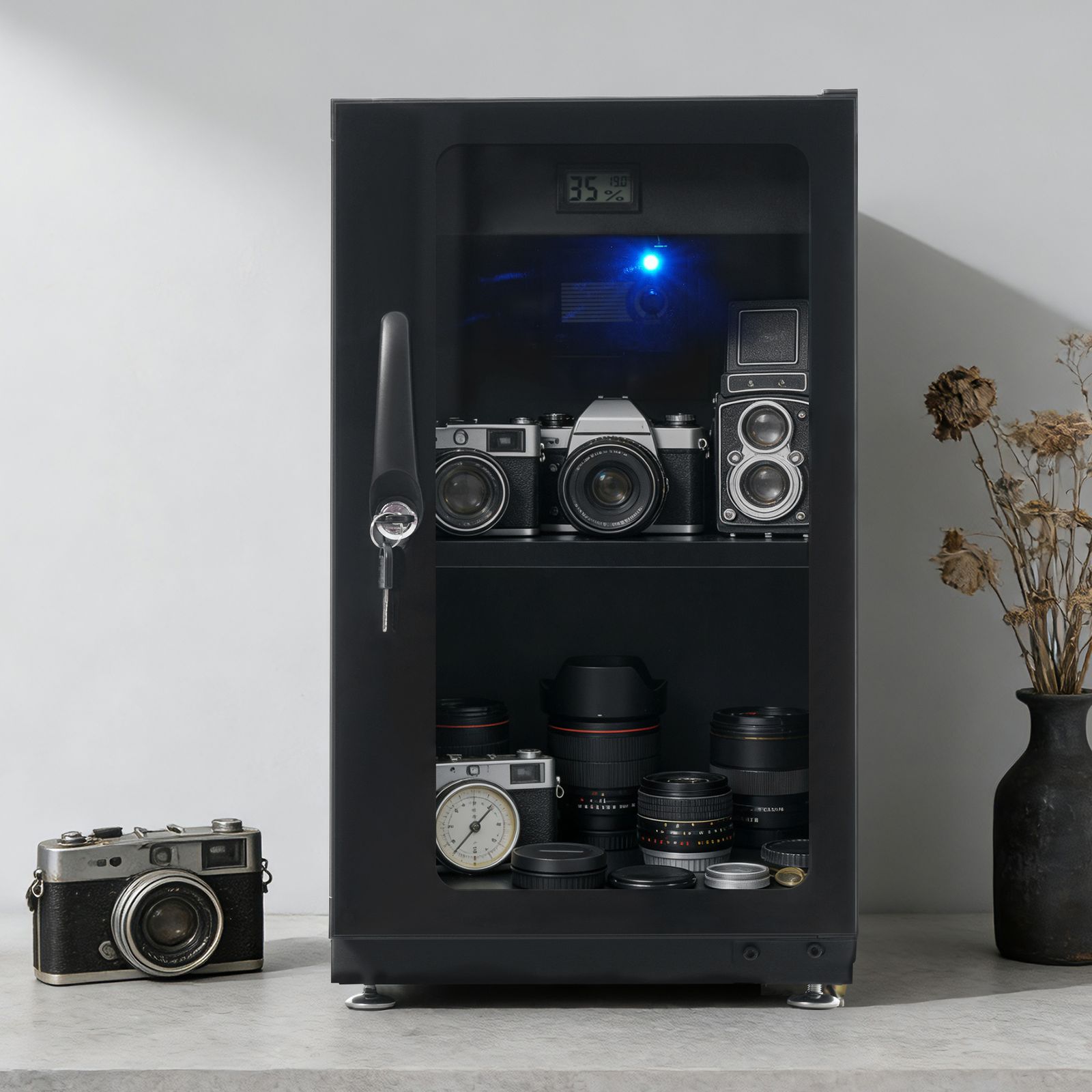 数量限定セール」 防湿庫 容量40L ブラックドライボックス 自動除湿