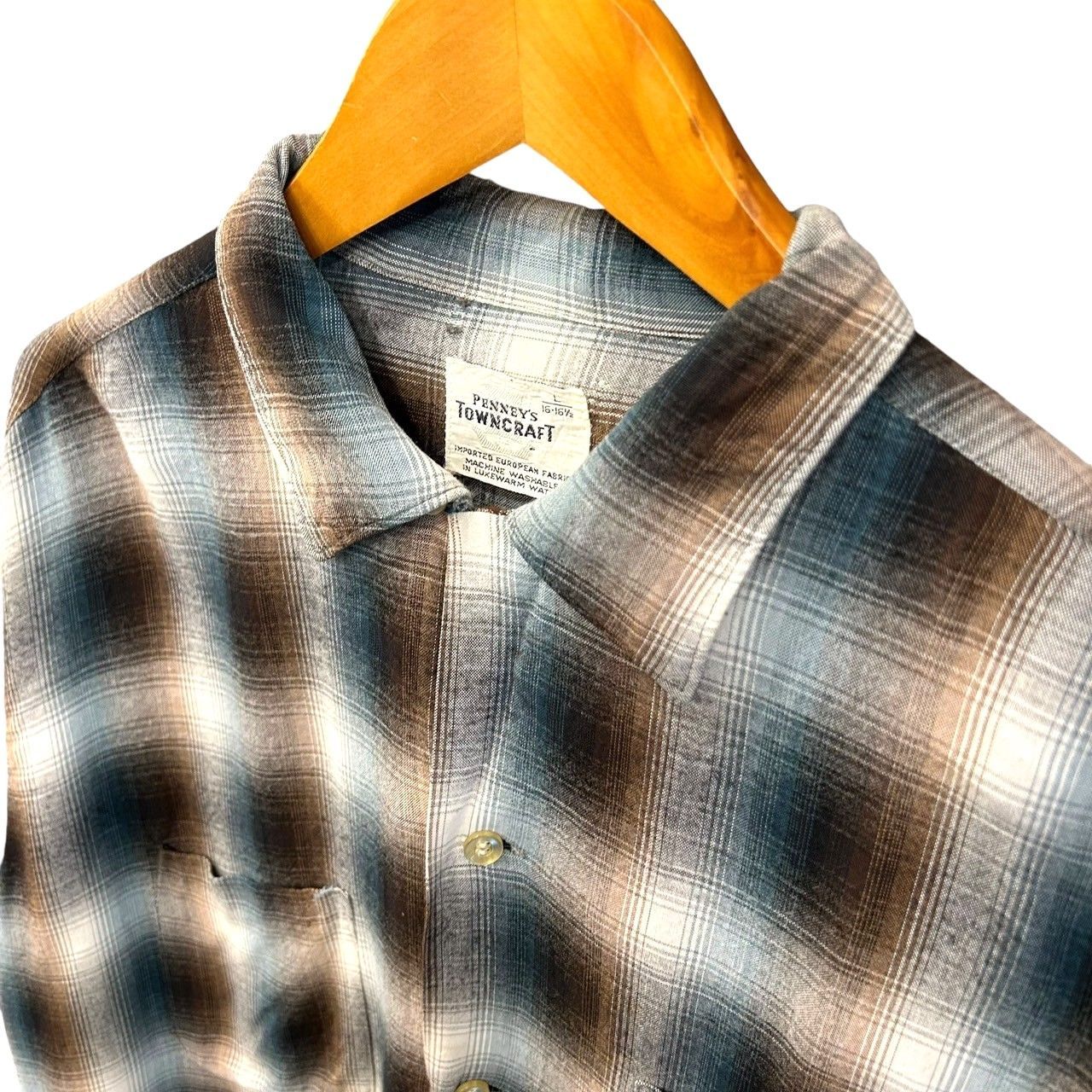 60s ビンテージ TOWNCRAFT シャドーチェック レーヨン オープンカラー
