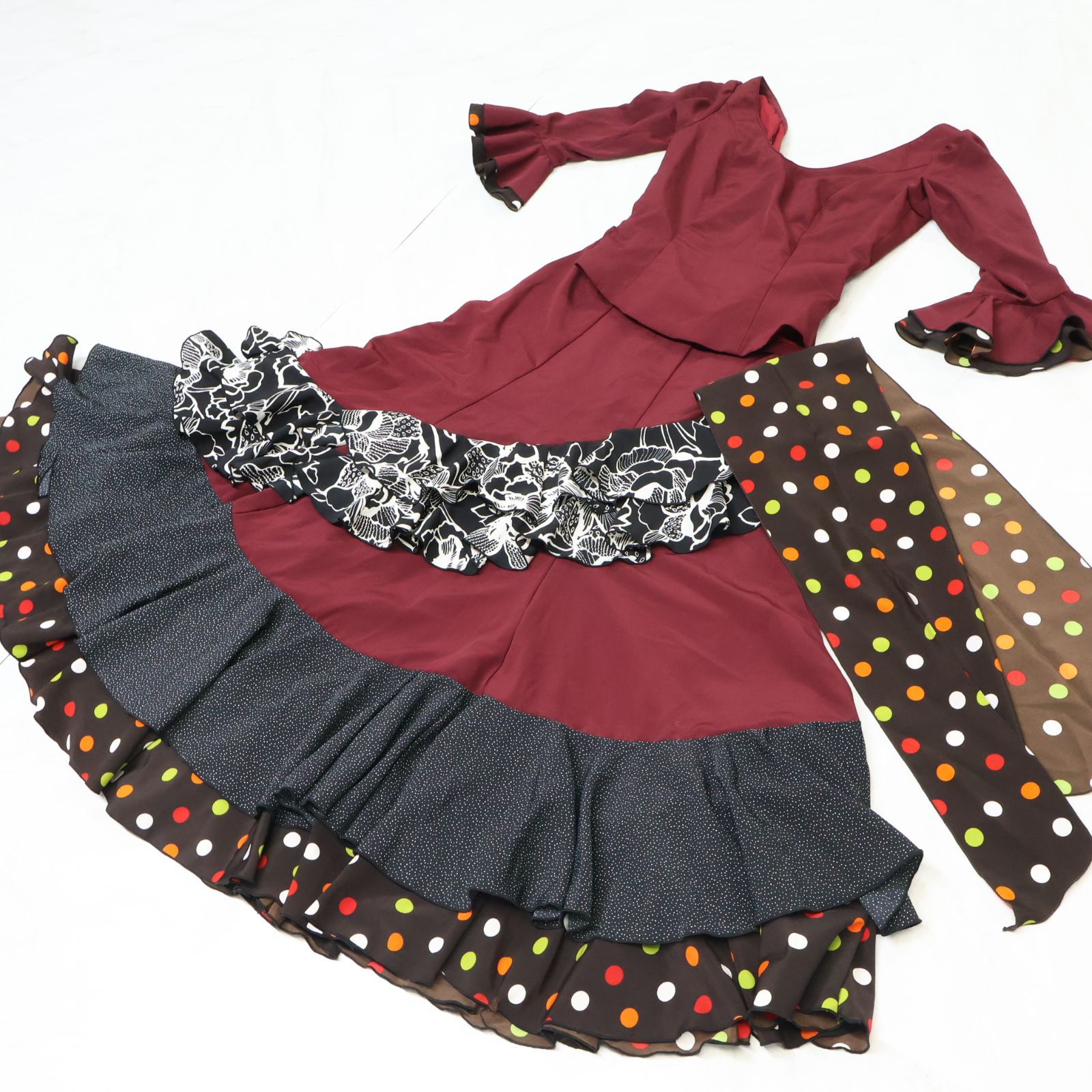 美品 フラメンコ衣装】レッド HERMOSA IBERIA エルモサイベリア 上下