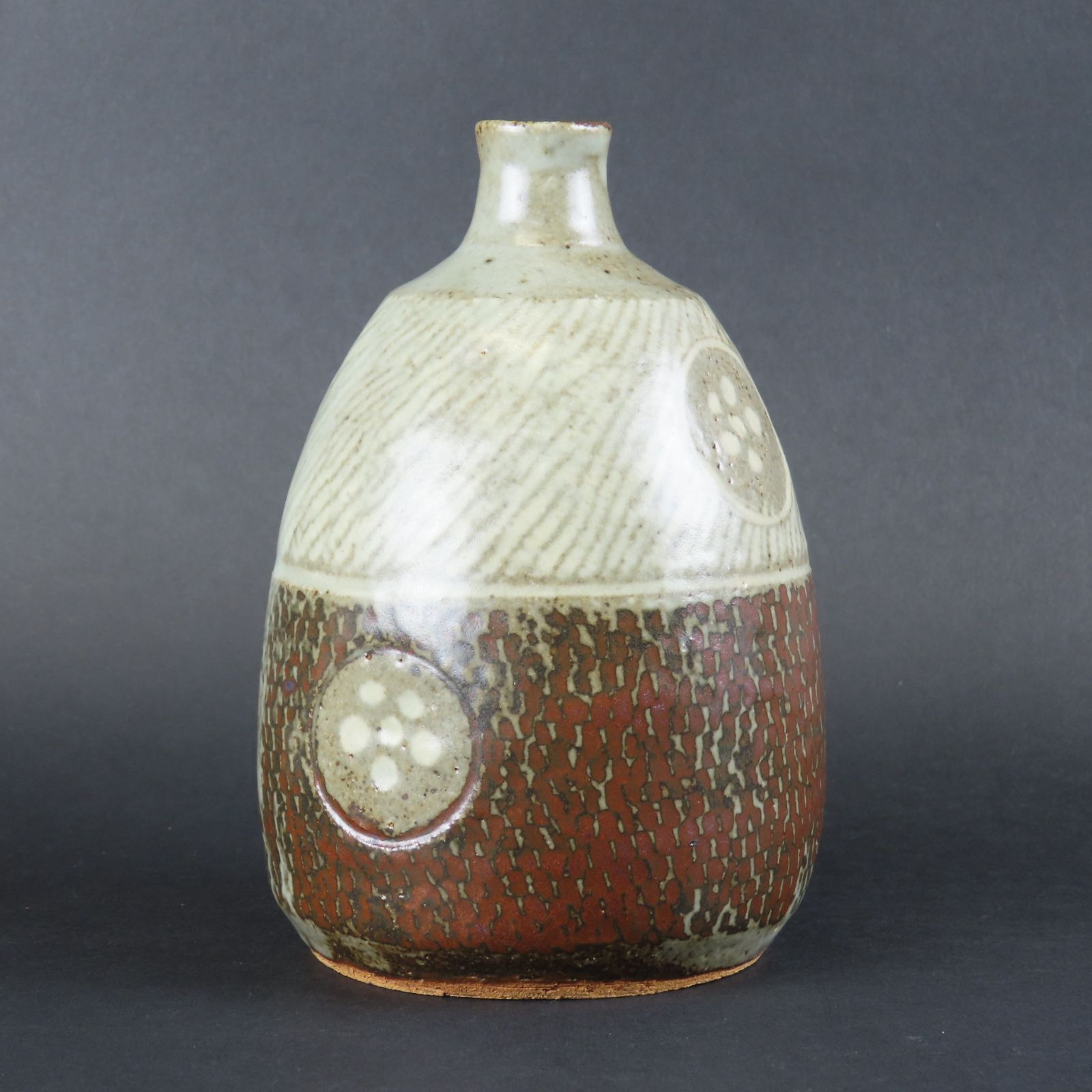 01s58 美品 島岡達三 人間国宝 益子焼 象嵌徳利 真作保証 酒器 昭和55