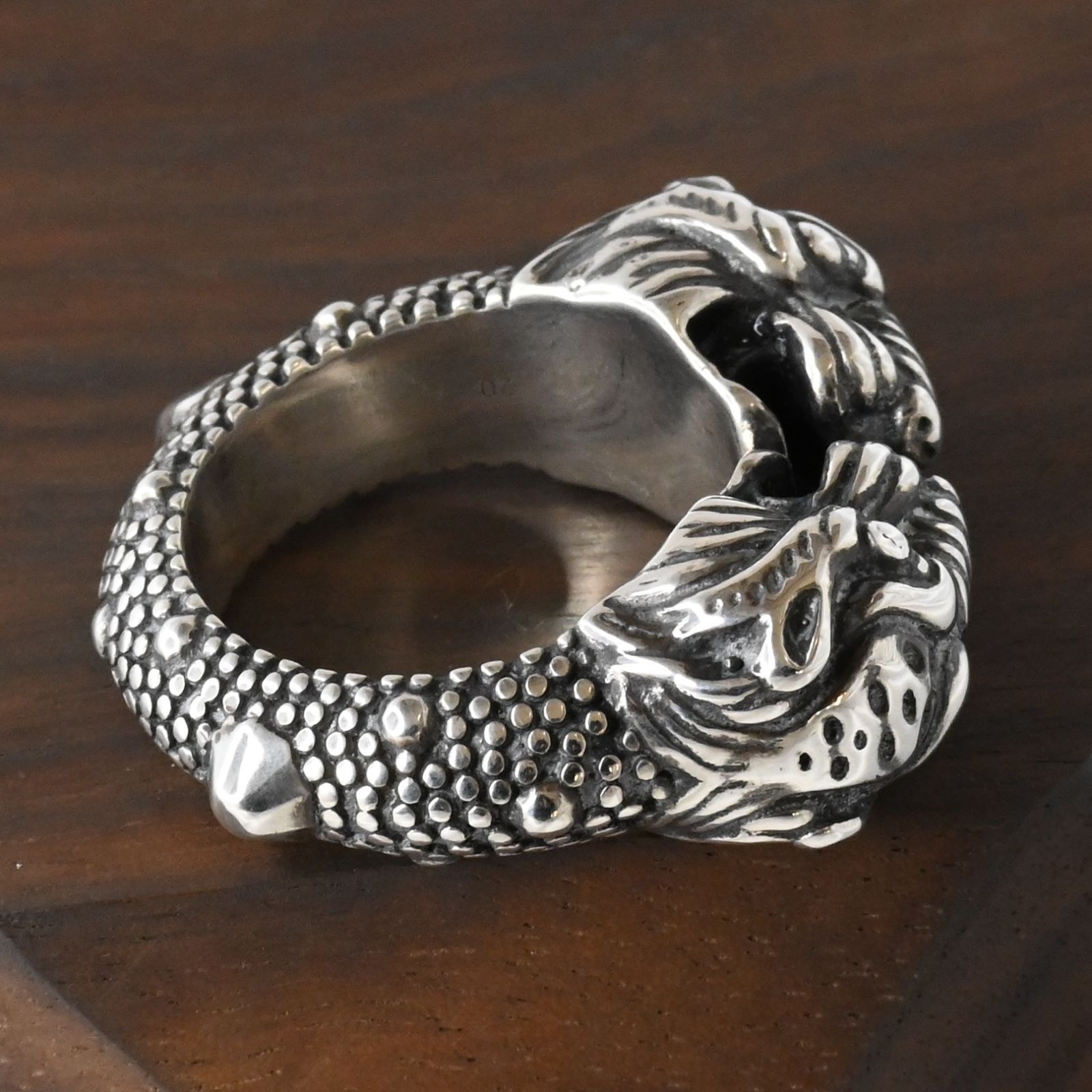 研磨済】美品 GUCCI ダブル タイガーヘッド リング グッチ 指輪 ツイン