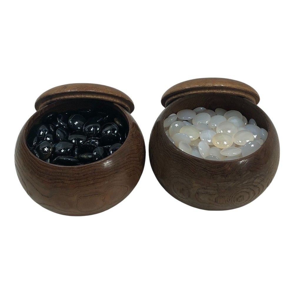 希少】大理石 碁笥 囲碁 碁石 瑪瑙 メノウ セット めのう 希少】大理石