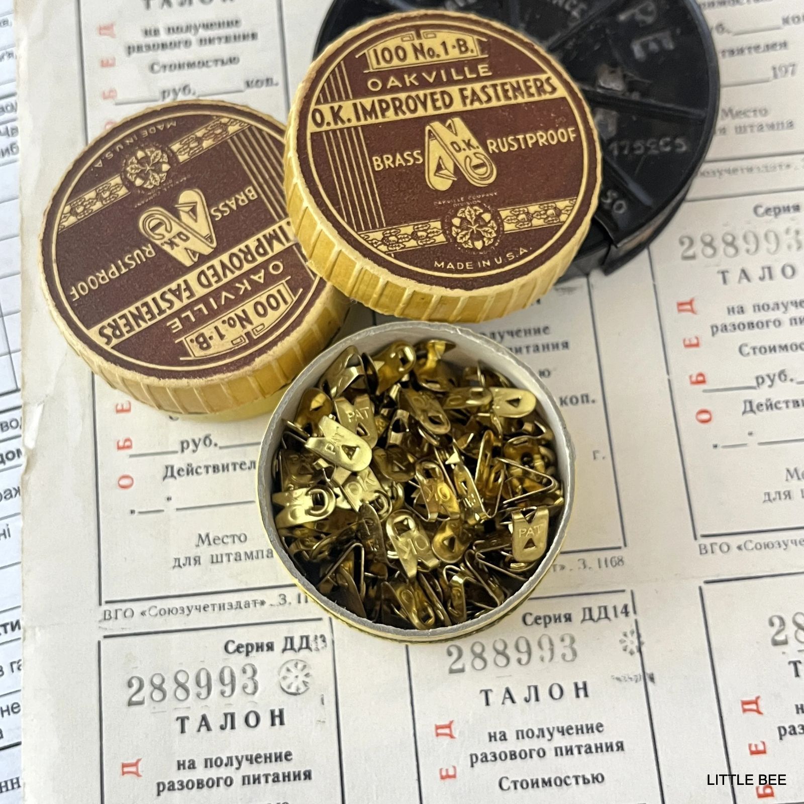 132・【残1】R-1512 ヴィンテージペーパークリップ 真鍮 1箱 クリップ