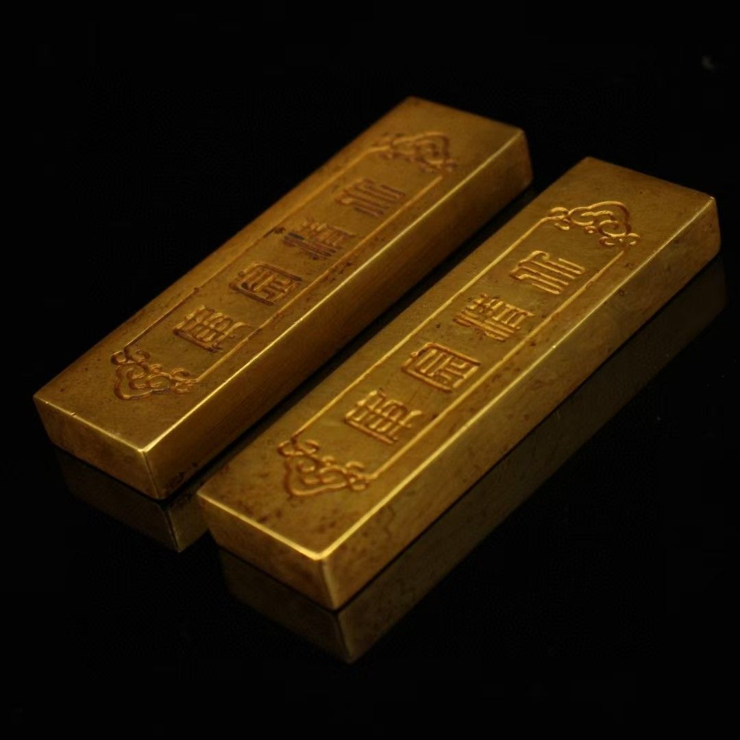 茶道具 金屋 金谷五郎三郎作 銅製 銀象嵌鶴頭火箸 共袋共箱 V 8571