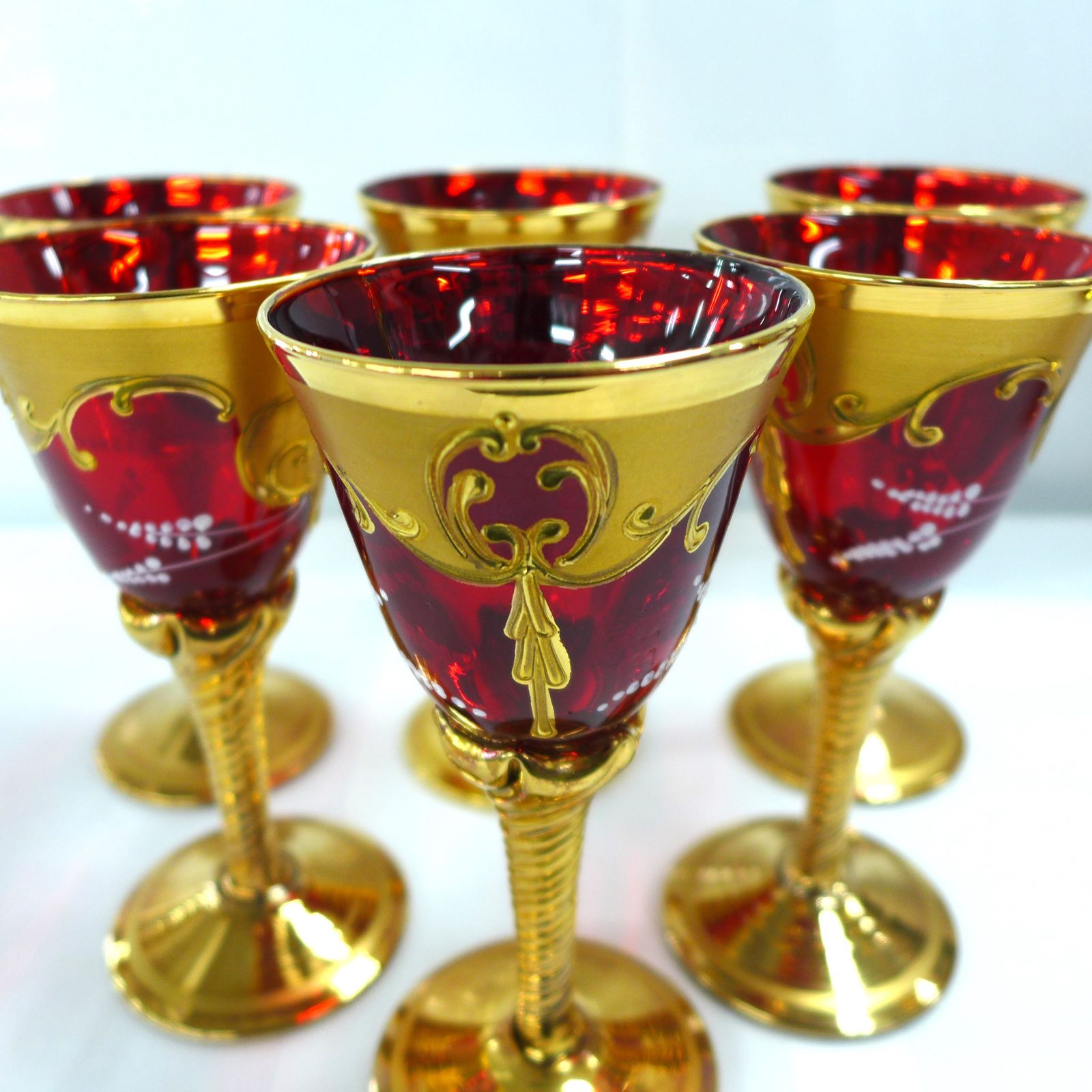 Murano Glass 赤金 デキャンタとグラスセット Murano Decanter Set