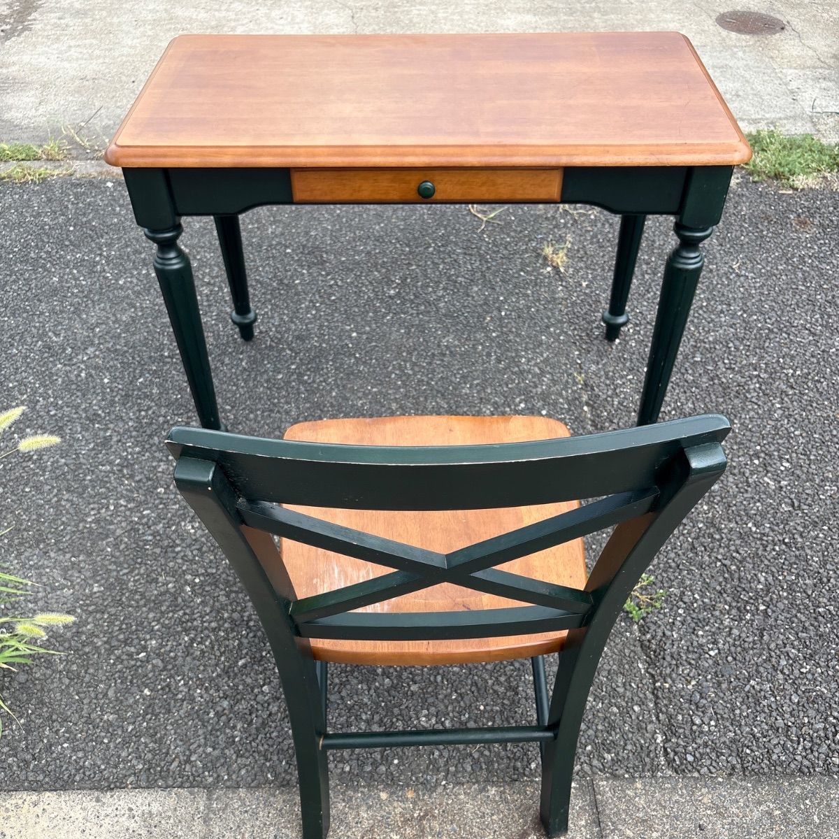 🌲木製ろくろ脚学習机】全国家具工業連合会 昭和レトロ デスク