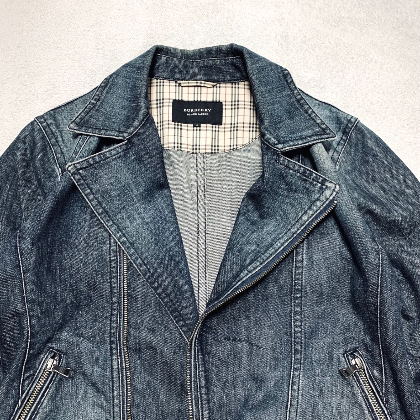 BURBERRY BLACK LABEL デニムジャケット ライダースジャケット ダブル