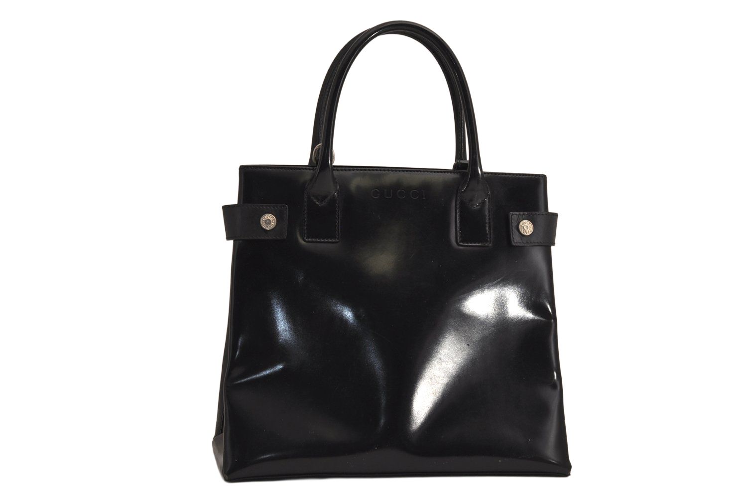 GUCCI グッチ ヴィンテージ ショルダーハンドバッグ レザー ブラック