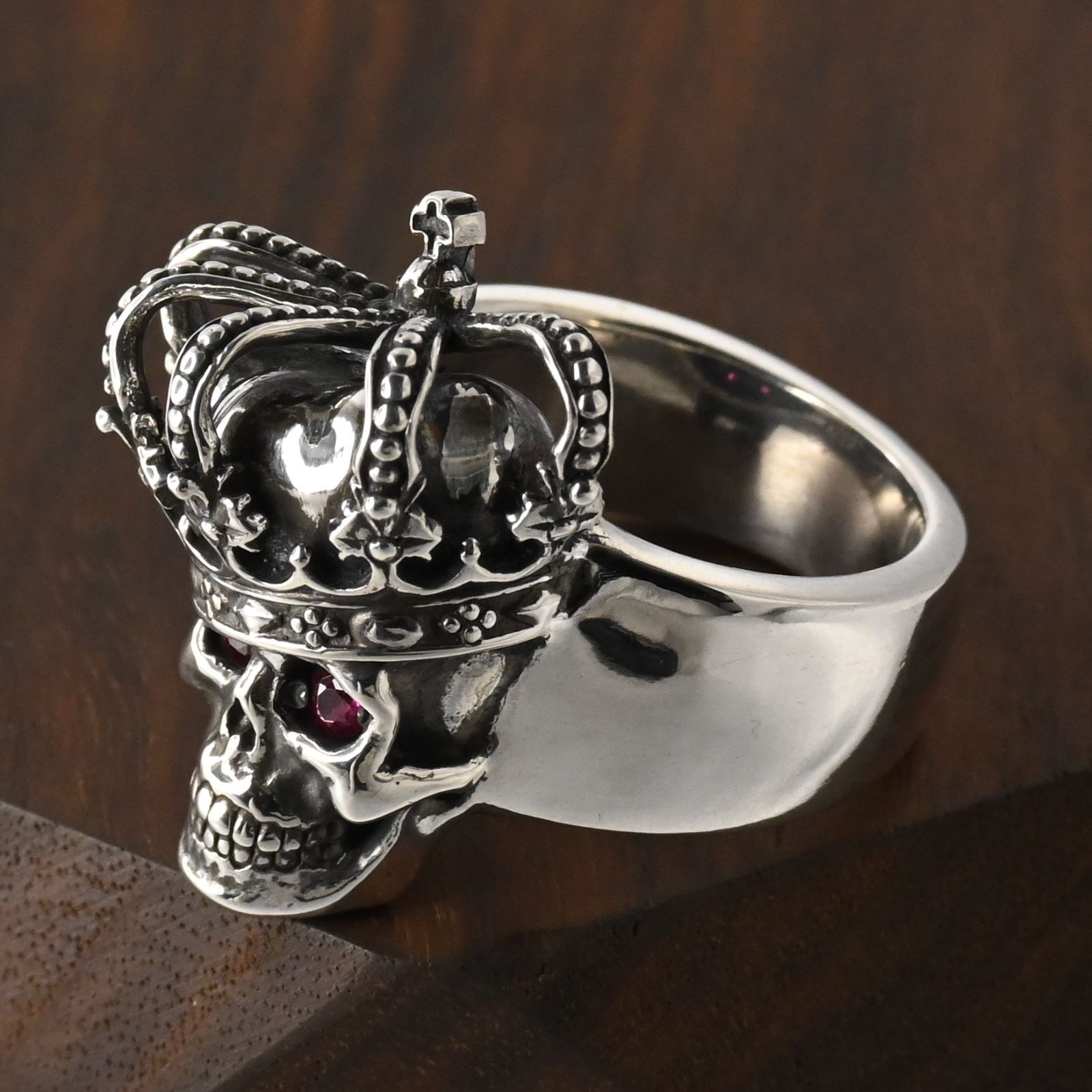 研磨済】 JUSTIN DAVIS ESSENTIAL SKULL リング ルビー 19号 SRJ155