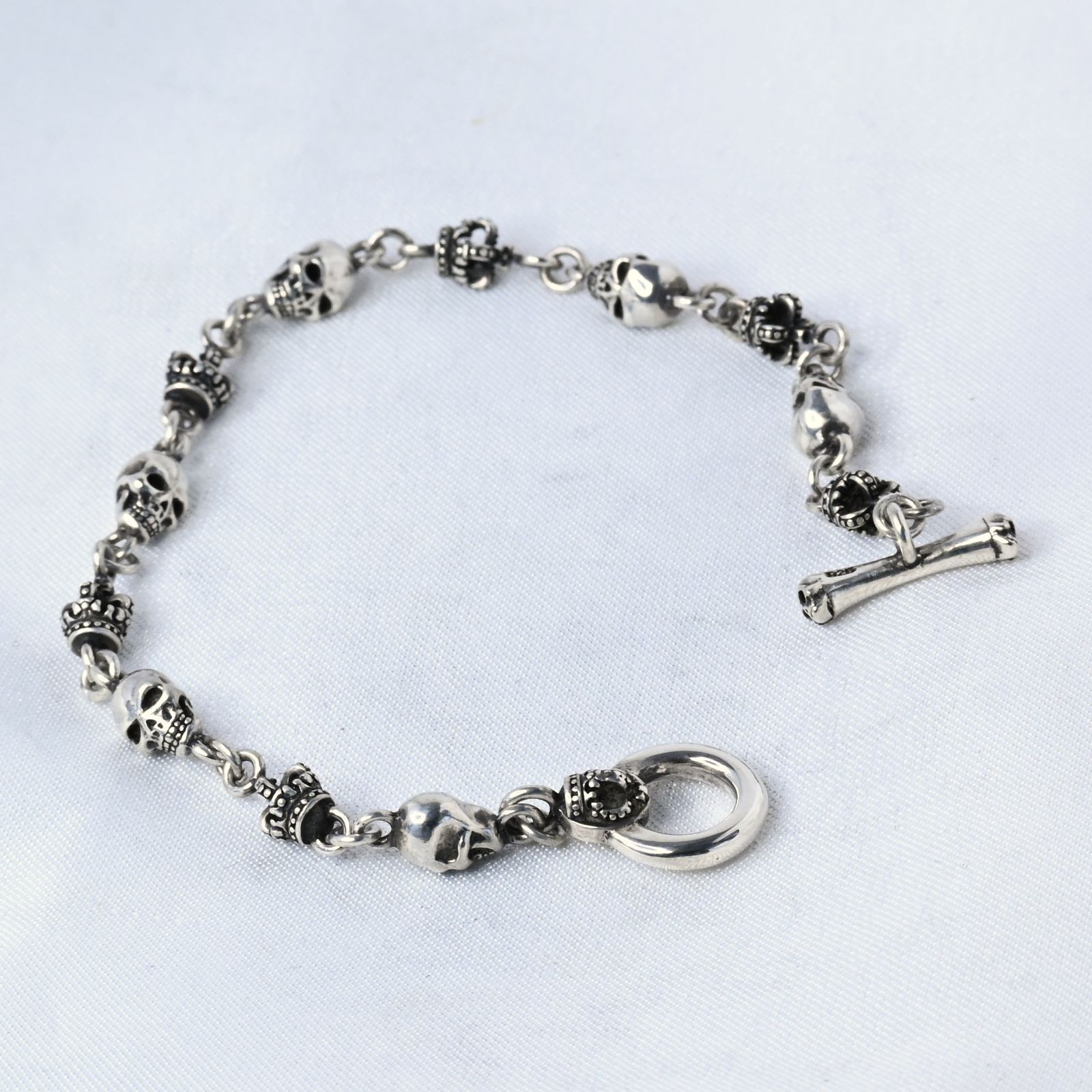 研磨済】JUSTIN DAVIS SKULL DIVINE ブレスレット Sサイズ SBJ126