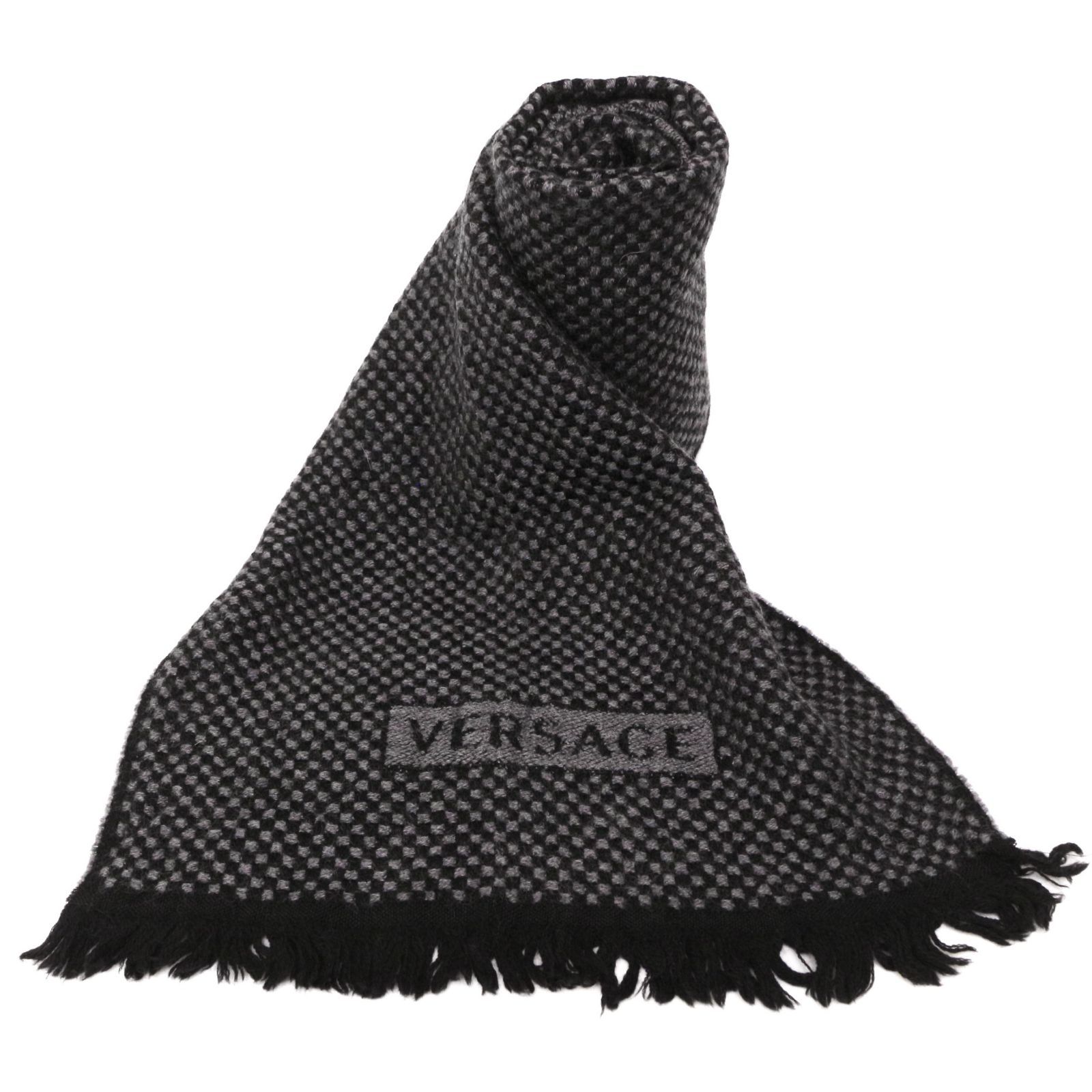 ヴェルサーチ マフラー ストール スカーフ フリンジ ロゴ チェック