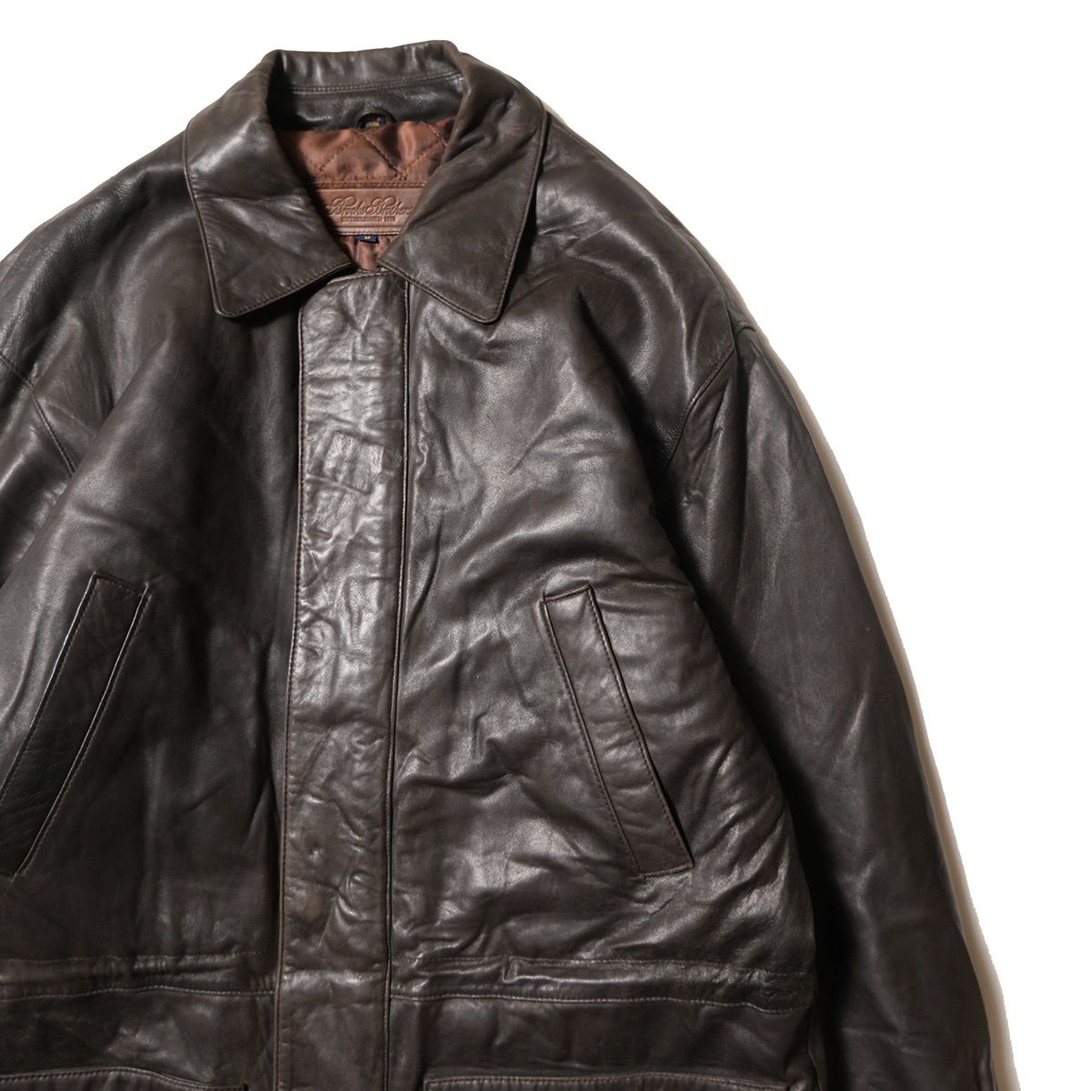 90's ブルックスブラザーズ ラムレザー カーコート 濃茶 (M) ダーク