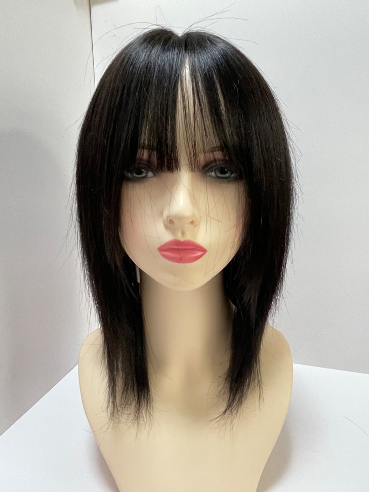 フルウィッグ人毛100%医療ウィッグ鎖骨ミディアム フルウィッグ人毛100