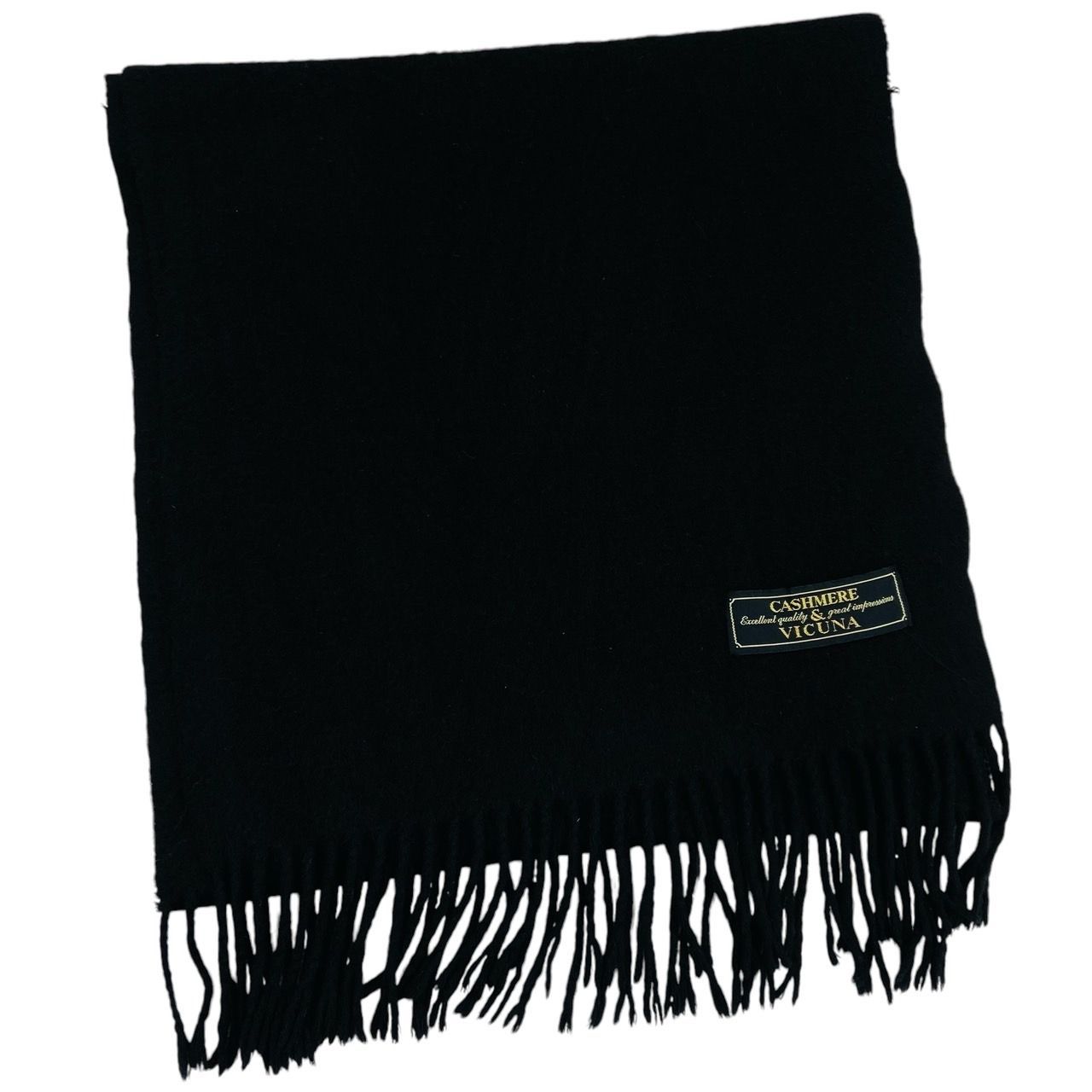 VICUNA ビキューナ カシミア 100% 大判 マフラー ブラック - メルカリ