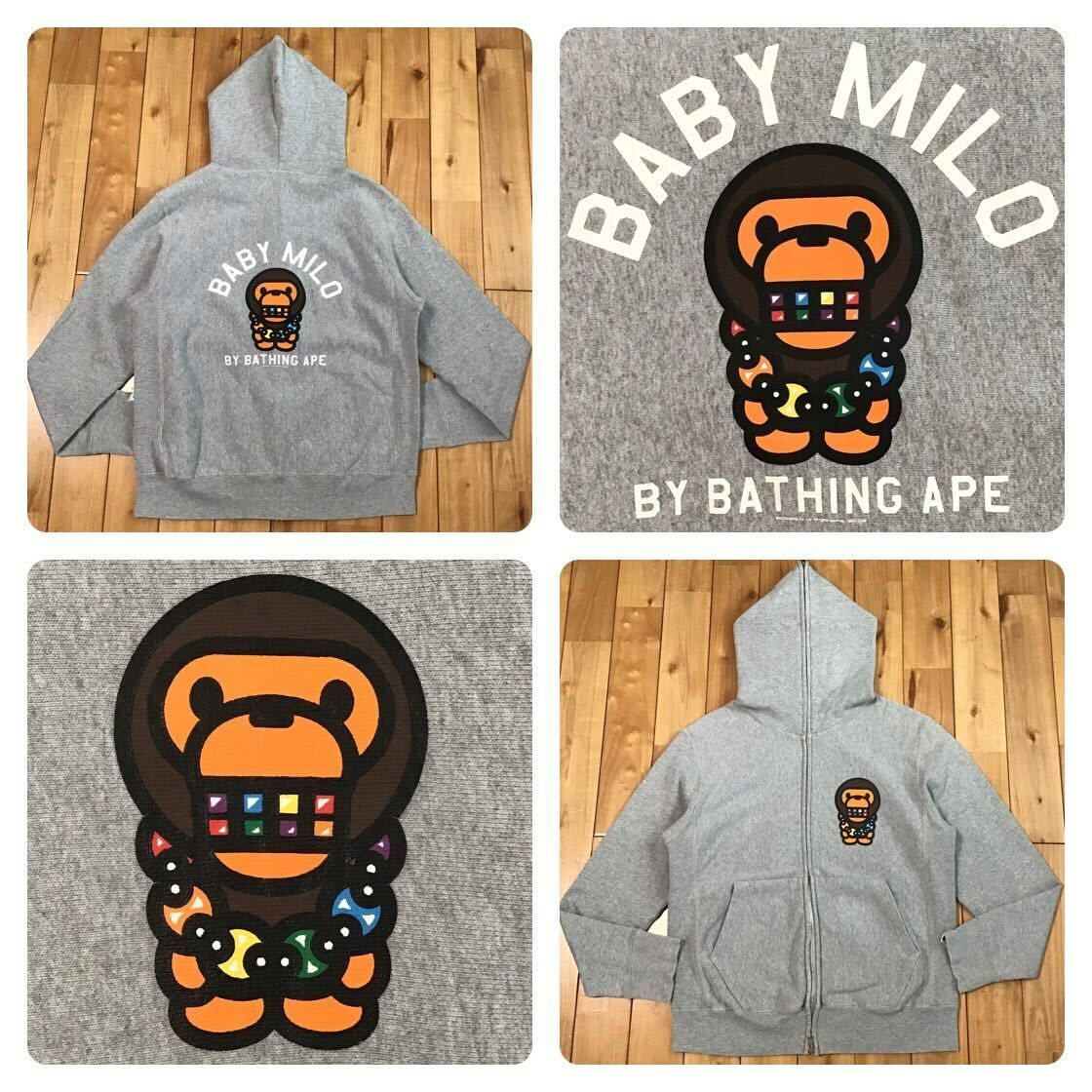 マイロ フルジップ パーカー Sサイズ グレー a bathing ape BAPE BABY