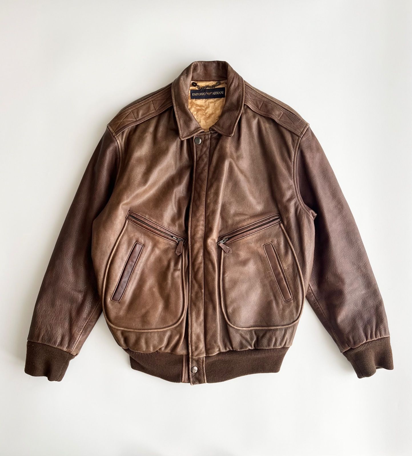 FW1991 EMPORIO ARMANI A-2 LEATHER JACKET 1990年代 オールド