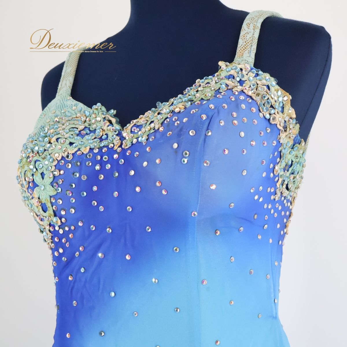 日本製 社交ダンス衣装】ブルー SEKINE セキネ ワンピース ドレス