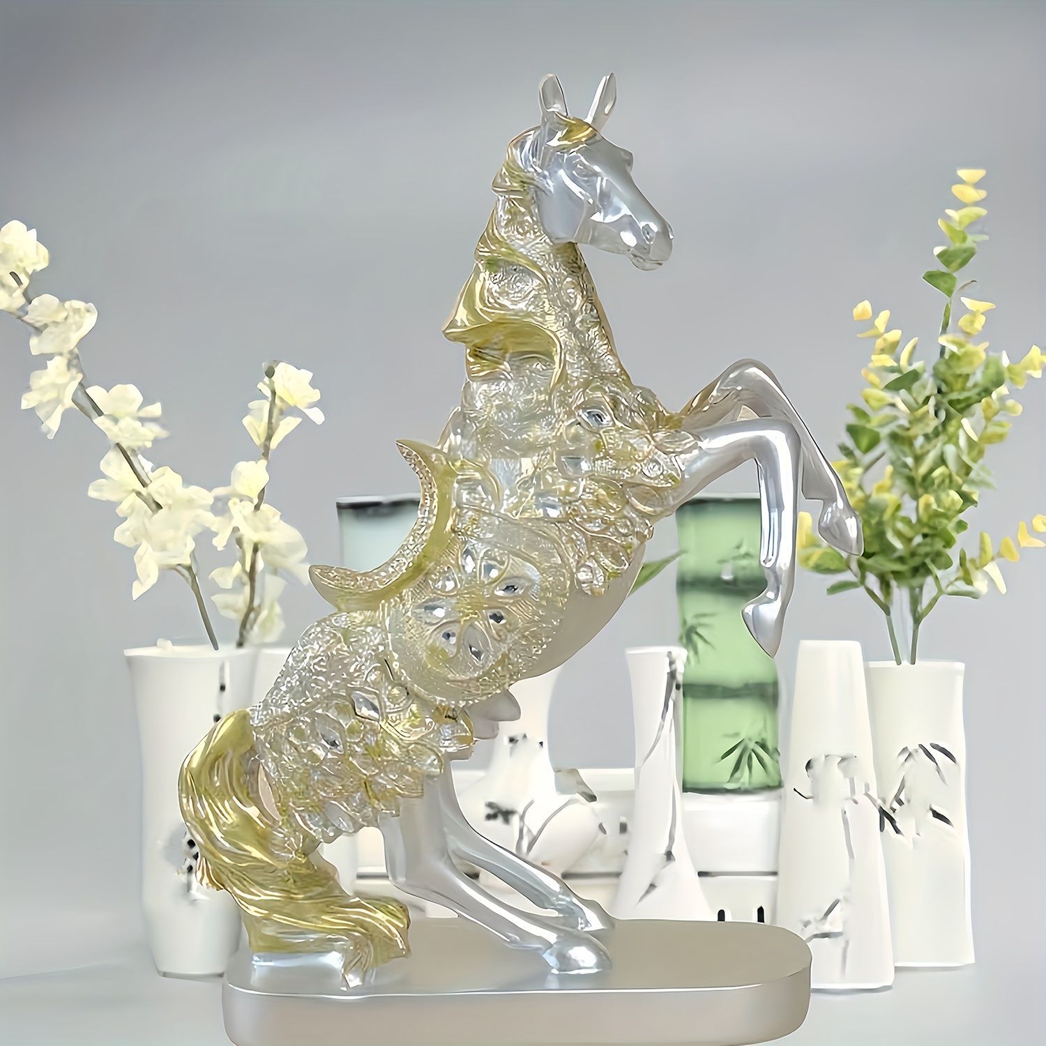 置物 跳ね馬の置物 運気向上 金の跳ね馬 ヨーロピアン アンティーク
