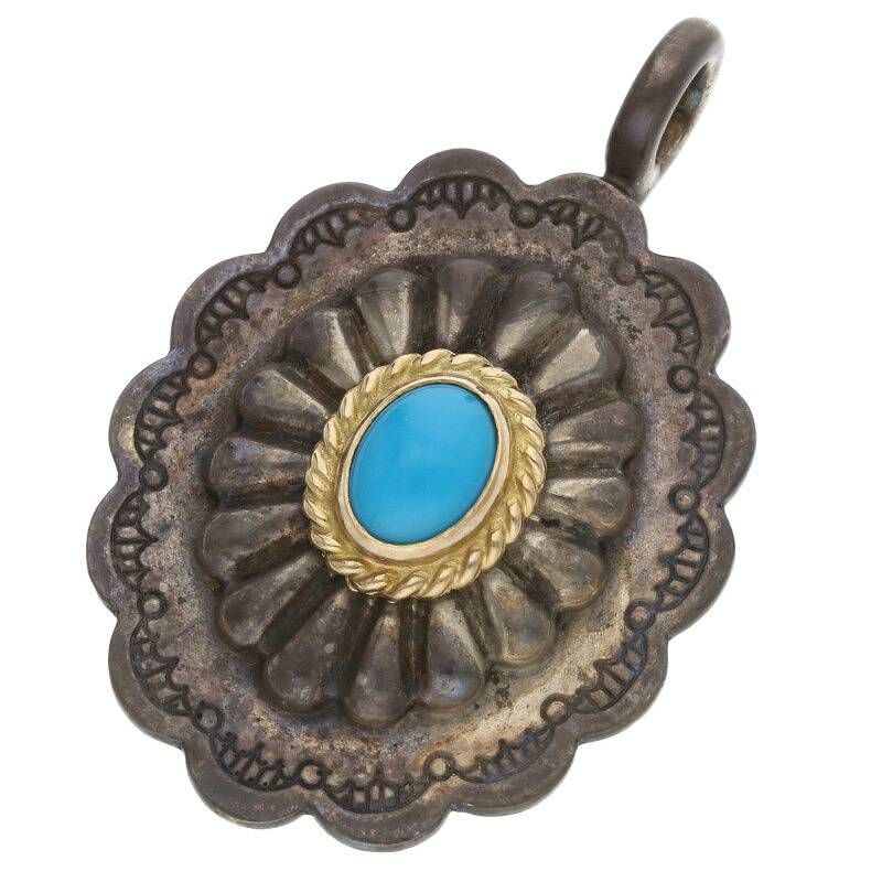 ゴローズ 金縄ターコイズ付きフラワーコンチョトップ ネックレストップ