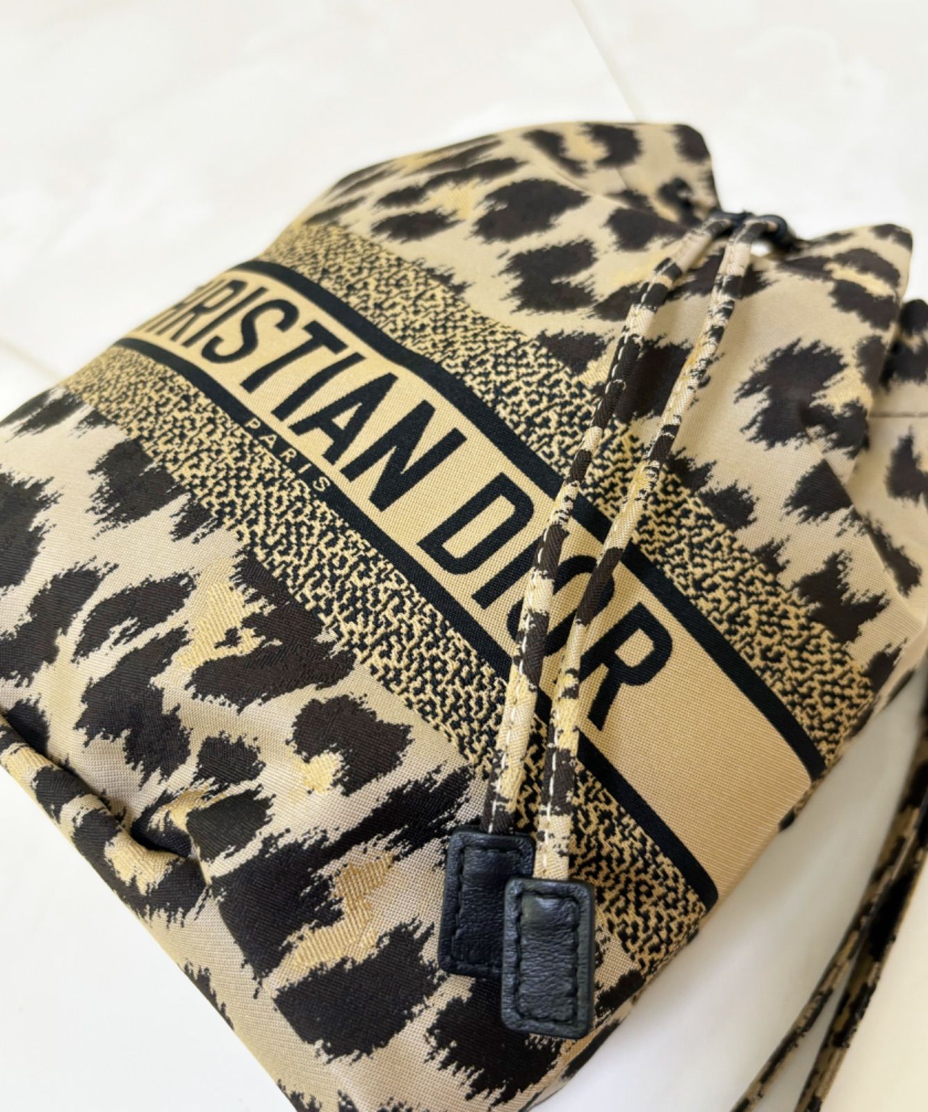 ChristianDior ディオール ポーチ 巾着 レオパード 豹柄 ロゴ ナイロン