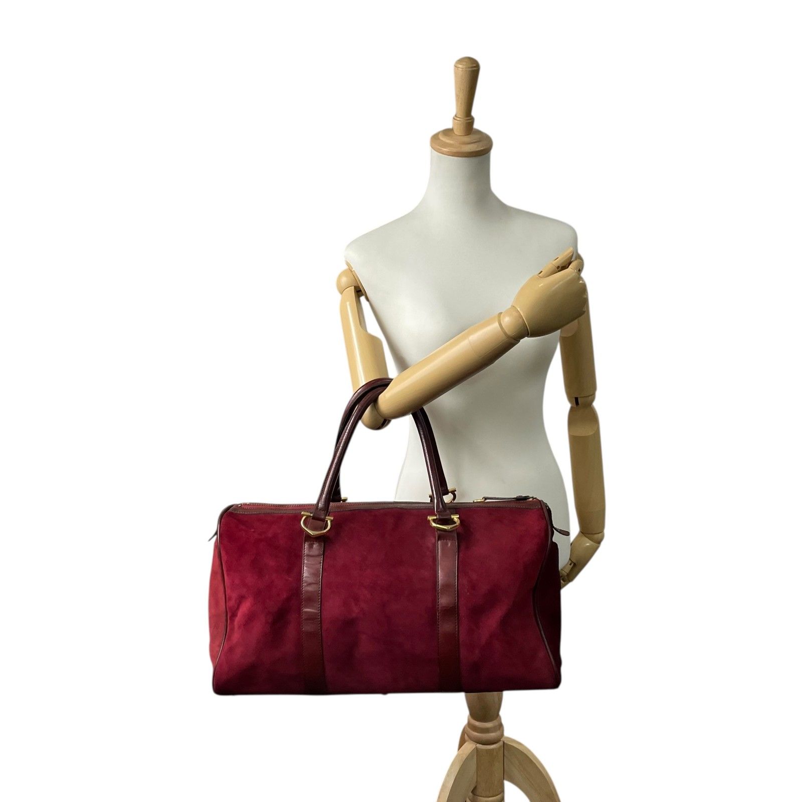 Cartier カルティエ マストライン ボストンバッグ スエード ボルドー